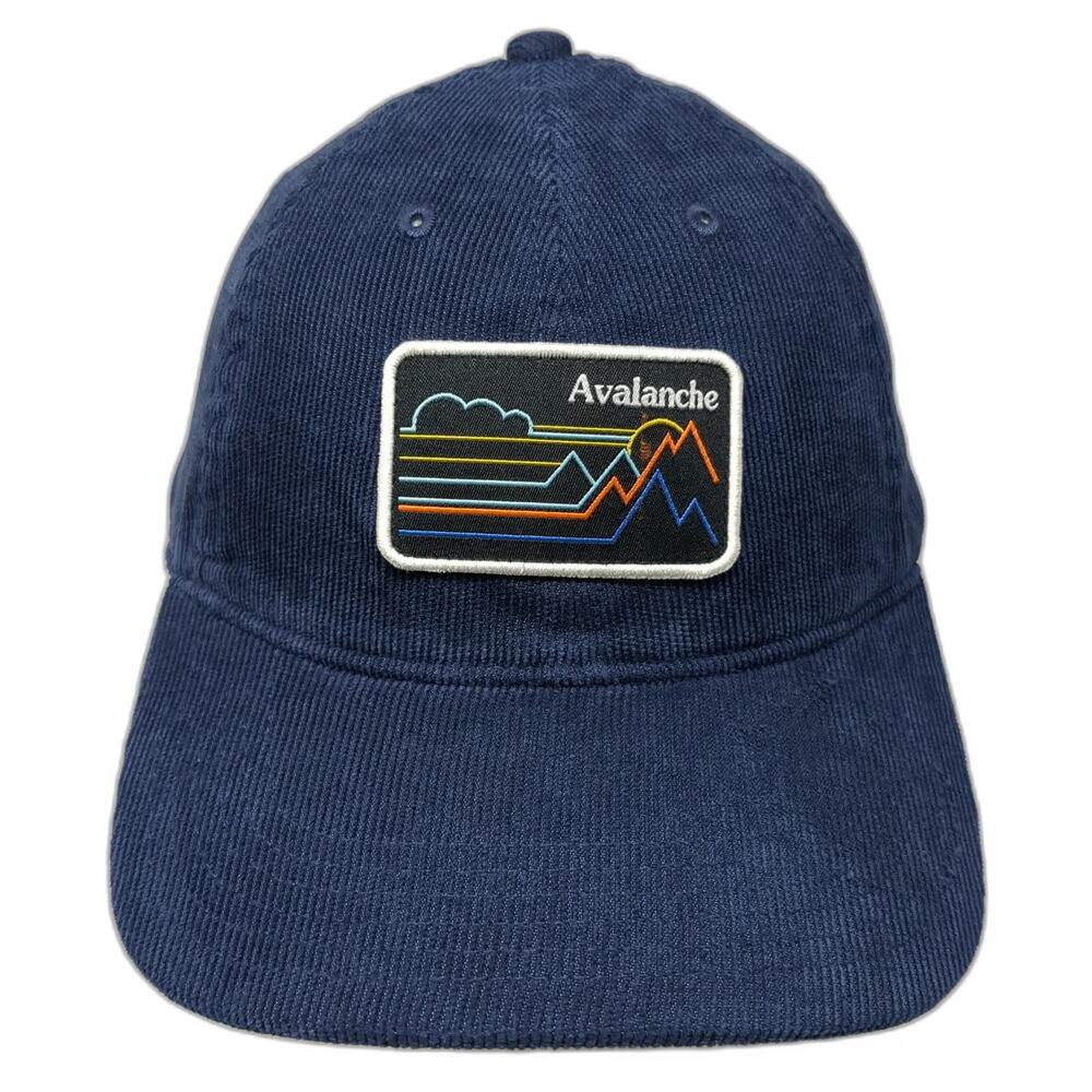 Avalanche Blue Corduroy Baseball Cap One Size Mountain Patch Strapback Hat